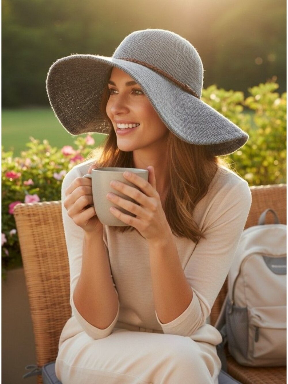 Wide Brim Floppy Sun Hat w/Leatherette band Bohemian Romantic Spring Casual Chic